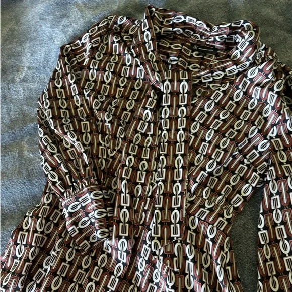 INC International Concepts women’s dress size M Brown Black and White Chain - Picture 4 of 9